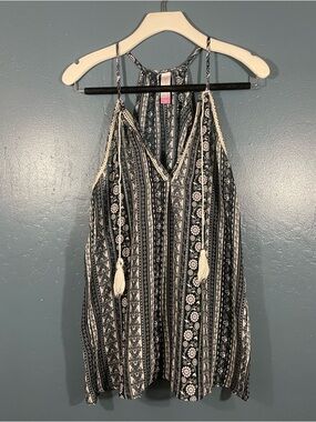 No Boundaries Women’s Black & White Boho Halter Camisole Size XXL